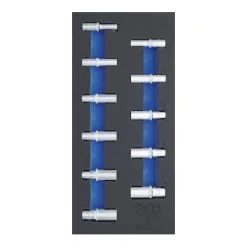 BGS Technic Insert De Servante D'atelier 1/3 : Douilles Pour Clé, Six Pans 10 Mm (3/8") 8 - 19 Mm Profondes 11 Pièces BGS