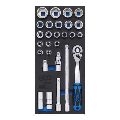 BGS Technic Insert De Servante D'atelier 1/3 : Jeu De Clé à Douilles 12,5 Mm (1/2) 27 Pièces BGS