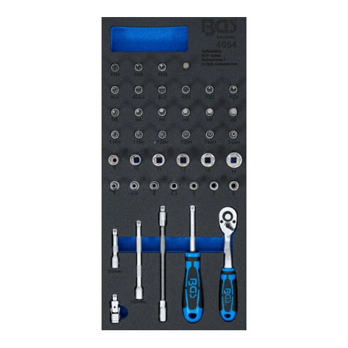 BGS Technic Insert De Servante D'atelier 1/3 : Jeu De Clé à Douilles 6,3 Mm (1/4) 41 Pièces BGS