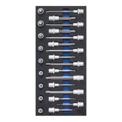 BGS Technic Insert De Servante D’atelier 1/3: Jeu De Douilles à Embouts 12,5 Mm (1/2") Profil Cannelé (pour Ribe) 25 Pièces BGS