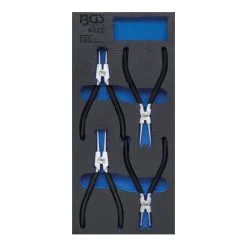 BGS Technic Insert De Servante D'atelier 1/3 : Jeu De Pinces à Circlips 4 Pièces BGS
