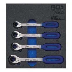 BGS Technic Insert De Servante D'atelier 1/6 : Insert De Servante D'atelier 1/6: Clé à Cliquets à Tuyauter 4 Pièces Kraftmann