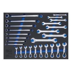 BGS Technic Insert De Servante D'atelier 3/3 : Clés Mixtes, Clés Polygonale Double, Clés Mixtes à Cliquet 26 Pièces BGS