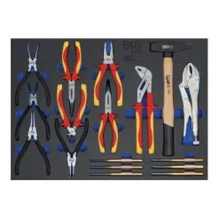 BGS Technic Insert De Servante D’atelier 3/3 : Jeu De Pinces, Chasse-goupilles, Marteaux 17 Pièces BGS
