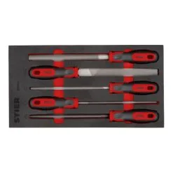 Jeu De Limes D'atelier STIER, 200 mm H2, 5 pièces, Dans Un Plateau En Mousse Tendre (EVA)