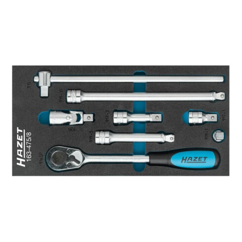 Jeu D'outils D'entraînement, Carré Femelle (Robertson) 12,5 = 1/2″, 8 Pièces 163-475/8 ∙ Carré Massif 12,5 Mm (1/2 Pouce) ∙ Nombre D'outils : 8 HAZET