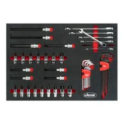 VIGOR Jeu De Douilles, De Clés Mâles Coudées Et De Clés Mixtes à Cliquet 48